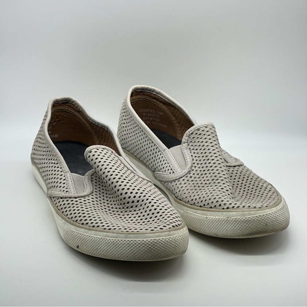 Sperry Gray & White Slip On Sneakers